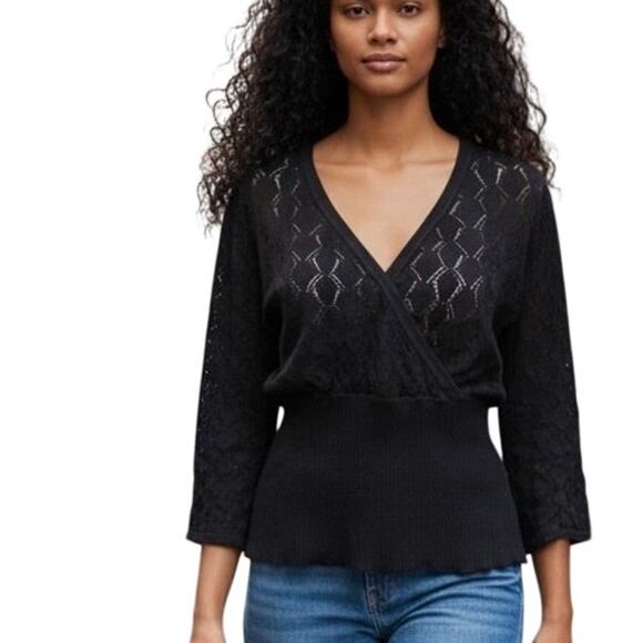 Lane Bryant Sweaters - Lane Bryant Pointelle Sweater Womens Size 18/20 Black V-Neck Flattering 2X